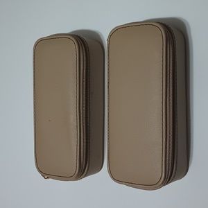 Y2K Estee Lauder Makeup Cases Tan Zippered Set of 2